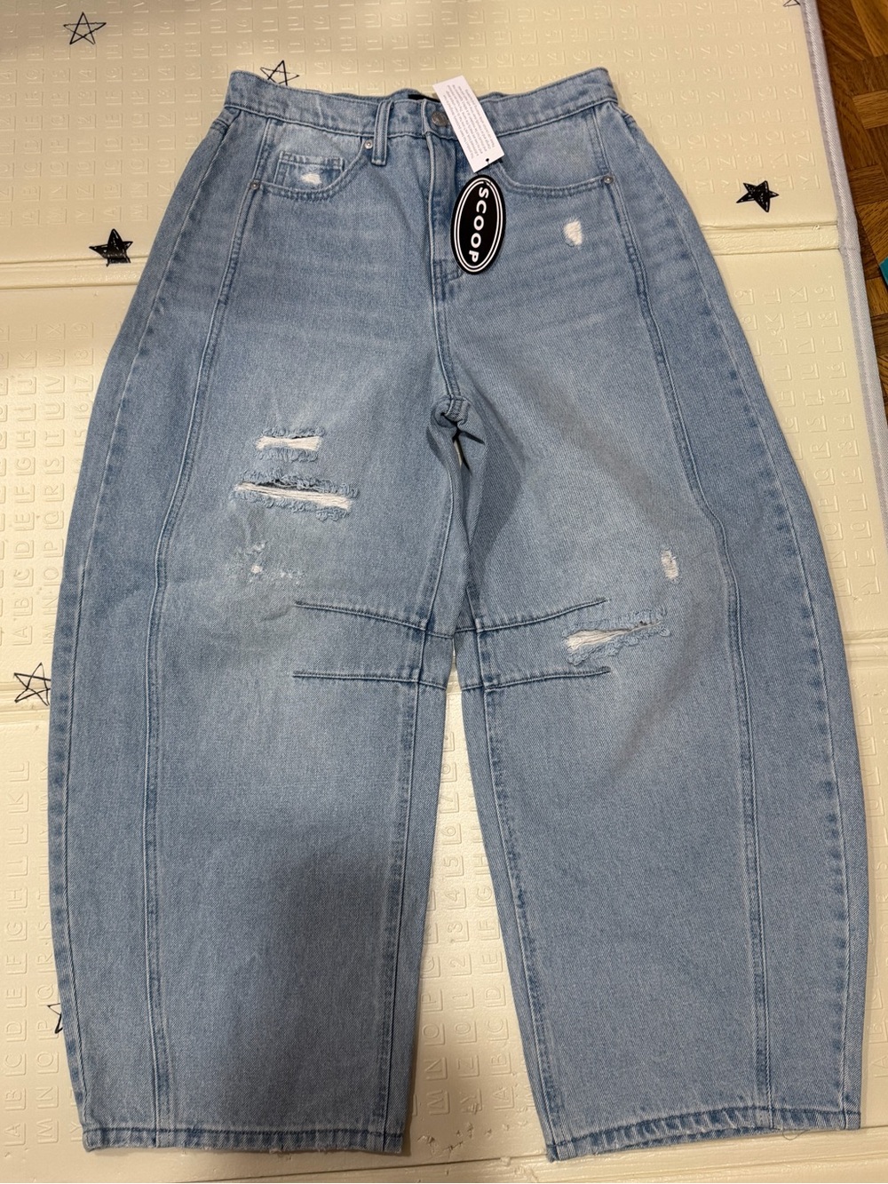 Light Blue Cropped Baggy Barrel Jeans